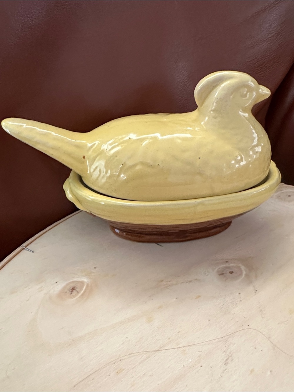 Yellow Nesting Hen Butter Dish 7” long - Picture 7 of 10
